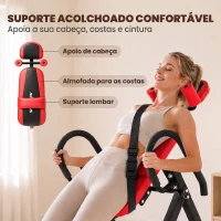 SPORTNOW Mesa de Inversão Dobrável 20°/40°/60° e 0-90°, 13 Ajustes para 130-190 cm, Apoio Lombar e Cinto de Segurança(m-7)