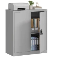 Vinsetto Armoire de Bureau Métallique, 80 x 40 x 92,5 cm, Meuble de Rangement en Acier avec Serrure, Étagère Réglable, Gris(m-15)