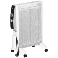 HOMCOM Aquecedor Elétrico 750W/1500W Aquecedor de Mica com Ecrã LED Controlo Remoto Termostato Temporizador 47x26,5x61,5cm Branco(m-12)