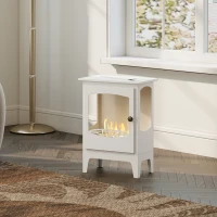 HOMCOM Freestanding Ethanol Fireplace, Steel Bioethanol Fireplace with Stainless Steel Flame Snuffer, 0.9L Tank, 3 Hours Burning Time for Indoor, White(m-8)
