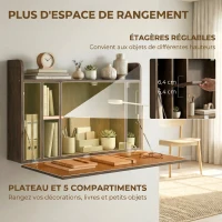HOMCOM Bureau suspendu table murale table d'ordinateur murale et tablette rabattable avec rangements - 77 x 20 x 51 cm(m-5)