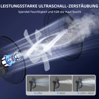 HOMCOM Ventilator met Nevelsprayfunctie, 3 Liter-Tank, 75 Graden Draaibaar, 3 Snelheden, Verrijdbaar, 125 cm, Zwart(m-4)