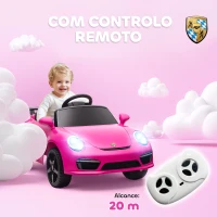 AIYAPLAY Carro Elétrico para Crianças de Polícia  12V com Motor Duplo Sirene Música Sem Fios Buzina Rodas Auxiliares e Faróis LED 105x58x49 cm Rosa(m-5)