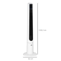 HOMCOM Ventilatore a Torre 50W a 3 Modalità e 3 Velocità con Timer da 12h, in ABS, Ø32x118.2 cm, Bianco(m-3)