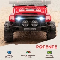 AIYAPLAY Fuoristrada per Bambini con Fanali, Clacson, Cintura e Telecomando, in PP e Metallo, 99x66x68.5 cm, Rosso(m-3)