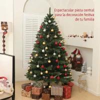 HOMCOM Árbol de Navidad Artificial 180 cm con 1050 Ramas y Base de Acero Plegable Montaje Rápido para Salón Interior Verde(m-4)