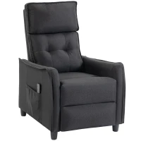 HOMCOM Poltrona Massaggiante e Reclinabile a 160° con Poggiapiedi e Telecomando, 69x93x104 cm, Effetto Lino Grigio Scuro(m-1)