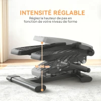 SPORTNOW Mini stepper fitness disque de torsion de la taille 2 en 1 écran LCD, hauteur réglable, 100 kg, 42 x 34 x 22 cm, noir(m-5)