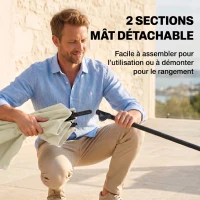 Outsunny Parasol de jardin Parasol droit rectangulaire inclinable alu métal polyester haute densité 2 x 1,3 m beige clair(m-7)