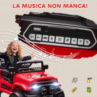 AIYAPLAY Fuoristrada per Bambini con Fanali, Clacson, Cintura e Telecomando, in PP e Metallo, 99x66x68.5 cm, Rosso(m-6)