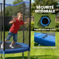 SPORTNOW Trampoline Extérieur Trampoline de Jardin Enfants et Adultes 6 Poteaux au Sol  Charge 80kg 36 Ressorts Ø183cm Bleu(m-5)