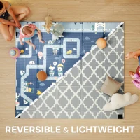 AIYAPLAY Foldable Baby Play Mat, Baby Playpen, Reversible Foam Playmat, Floor Mats for Toddlers, Traffic and Grey Diamond Theme(m-5)
