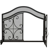 HOMCOM Grille de protection pour cheminée panneau unique en maille d'acier 105 x 40 x 80,5 cm noir(m-12)