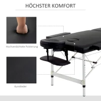 HOMCOM Massagetafel, 2 Zones Opvouwbare Massagebank met Kunstlederen Bekleding, Hoofdsteun, Armleuningen, Tas, Hoogteverstelbaar 90cm Breed tot 225kg Belastbaar, Zwart(m-6)