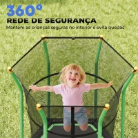 HOMCOM Trampolim para Crianças com Rede de Segurança e Estrutura de Aço para Interiores e Exteriores Carga 50kg Ø163,5x190 cm Verde(m-6)