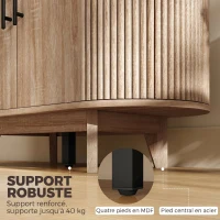 HOMCOM Buffet salon, meuble de rangement ovale avec 4 portes et étagère réglable, 90 x 40 x 76 cm, chêne(m-7)