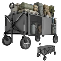 Outsunny Chariot de jardin pliable bâche amovible poignée télescopique inclinaison réglable 5 sacs 108 x 55 x 93 cm gris foncé(m-17)