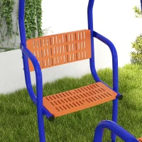 Outsunny Three-In-One Kids Metal Swing Set with Swing, Glider, Rocking Chair Swing, for Ages 3+ years - Orange and Blue(m-9)