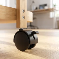 HOMCOM Cărucior de bucătărie din bambus 2 niveluri Cărucior auxiliar pentru bucătărie cu roți 2 rafturi 54x36,5x60 cm Natural(m-14)