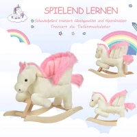 HOMCOM hobbelpaard voor kinderen baby schommeldier paard voor 18-36 maanden wit(m-7)