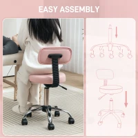 HOMCOM 360° Swivel Seat Salon Stool - Pink(m-7)