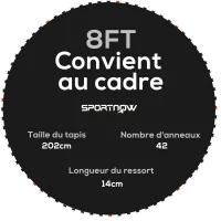 SPORTNOW Tapis de rechange pour trampoline tapis de saut de remplacement, compatible trampoline Ø 2,4 m et ressorts de 14 cm(m-1)