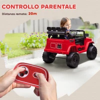 AIYAPLAY Fuoristrada per Bambini con Fanali, Clacson, Cintura e Telecomando, in PP e Metallo, 99x66x68.5 cm, Rosso(m-4)