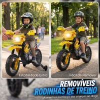 HOMCOM Mota Elétrica para Crianças 6V com Luzes e Música para Idades 3-6 Anos Amarelo(m-6)