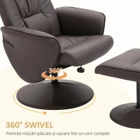 HOMCOM Set de 2 piese, fotoliu cu otomană, fotoliu relax cu otomană, reglabil pe înălțime, spătar înclinat, Maro(m-6)