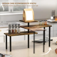 HOMCOM Raft de bucătărie, Drehbar Mikrowellenregal cu 3 nivele, Stand de metal industrial, 40 x 18 x 36,5 cm(m-5)
