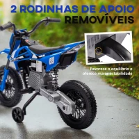 AIYAPLAY Mota Elétrica Infantil 12V com Música, Velocidade 2,4-5 km/h, Rodas Auxiliares, 107x56x70 cm, Azul(m-5)