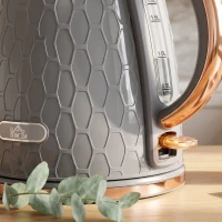 HOMCOM Waterkoker 2200W met kijkvenster, filter en snelkookfunctie, grijs(m-11)