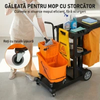HOMCOM Cărucior multifuncțional cu sac pentru curățenie(m-6)