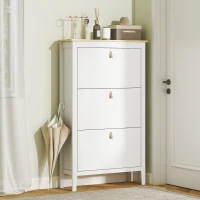 HOMCOM Meuble à chaussures 21 paires, armoire à chaussures avec 3 tiroirs rabattables, étagères amovibles et réglables, blanc(m-11)