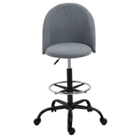 Vinsetto Chaise de bureau assise haute réglable 105-125H cm tabouret de bureau pivotant 360° lin gris(m-1)