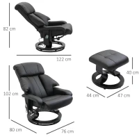 HOMCOM Massagestoel met voetenbank, 10 trilpunten, 145° verstelbare rugleuning, zwart(m-3)