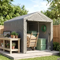 Outsunny 2.2 x 1.6 m Outdoor Storage Tent, with Accessories - Light Grey(m-13)