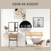 HOMCOM Oglindă de Perete Pătrată din Sticlă și MDF, 50x50 cm, Negru(m-5)