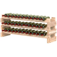 HOMCOM Casier à bouteilles pour 36 bouteilles, étagère à vin avec 3 niveaux modulable, 114×28×42,5cm, bois naturel(m-12)
