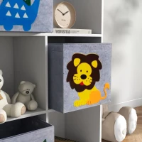 ZONEKIZ Scaffale Portagiochi per Bambini 3+ Anni a 6 Cubi, in MDF e Melamina, 61.8x29.9x91.5 cm, Grigio e Bianco(m-9)