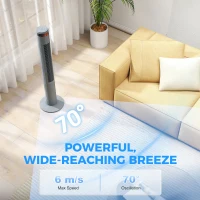 HOMCOM Oscillating Tower Fan Remote Control 3 Speed Modes Cooling Machine, Grey(m-5)