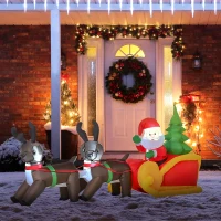HOMCOM Gonfiabile di Babbo Natale con Slitta e Renne Autogonfiabile Elettrico(m-10)