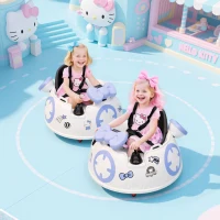 AIYAPLAY Hello Kitty Kids Ride on Bumper Car with Remote Control, Two Joysticks, Music, Lights, Safety Belt, White(m-10)
