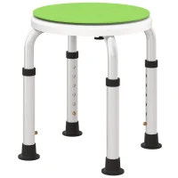 HOMCOM 360° Swivel Shower Chair, Height Adjustable Aluminium Shower Stool with Non-Slip Feet for Disabled, Elderly, Green(m-11)