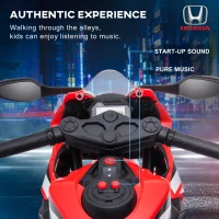HOMCOM 6V Honda Licensed Kids Motorcycle w/ Music, Training Wheels - Red(m-5)