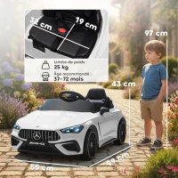 AIYAPLAY Voiture électrique enfants Mercedes AMG CLE 53 12V 2 moteurs télécommande parentale 2,4G 99 x 55 x 43 cm blanc(m-3)