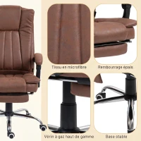 Vinsetto Fauteuil de bureau massant et chauffant avec hauteur réglable, dossier inclinable, repose-pied et télécommande, marron(m-7)