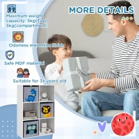 ZONEKIZ Kids Toy Box with Three Non-Woven Fabric Drawers, 61.8 x 29.9 x 91.5cm - White(m-7)