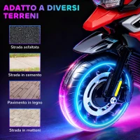 AIYAPLAY Moto Elettrica per Bambini con Rotelle, Specchietti e Poggiapiedi, in PP e Metallo, 85.5x44.5x56 cm, Rosso(m-5)