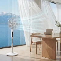 HOMCOM Ventoinha de Pé Ajustável em Altura com 7 Pás 28 Velocidades Oscilação de 75° Temporizador e Repelente de Mosquitos Branco(m-11)